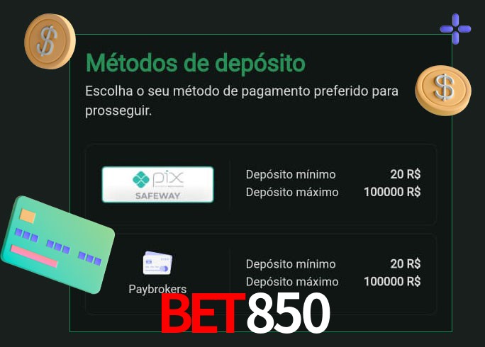 O cassino Bet850 oferece uma grande variedade de métodos de pagamento